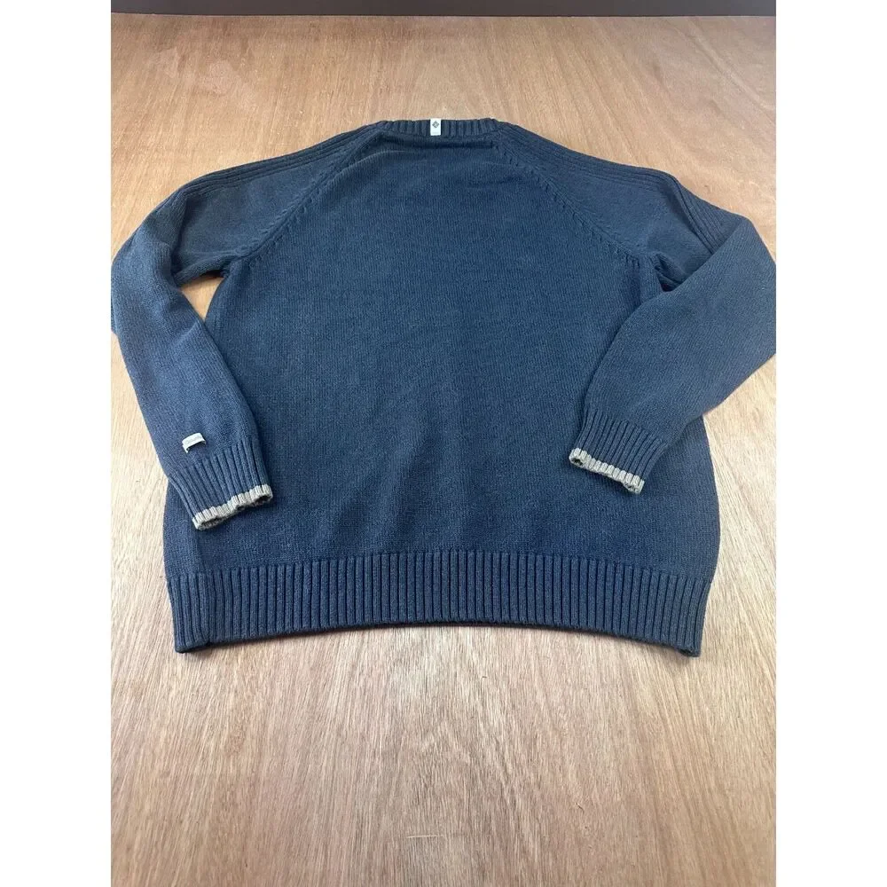 Columbia Men’s V-Neck Sweater Large Navy Blue Cotton Knit Pullover